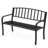 50 Inches Outdoor Garden Bench with Slatted Backrest and Curved Armrests-Black