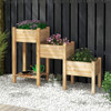 3-Tier Wooden Raised Garden Bed with Open Storage Shelf-Natural