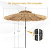 9 Feet Solar Powered Thatched Tiki Patio Umbrella with Led Lights.