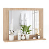 Rectangle Bathroom Mirror with Shelf 23.5 x 17.5 Inch and Wood Frame-Brown