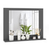 Rectangle Bathroom Mirror with Shelf 23.5 x 17.5 Inch and Wood Frame-Brown