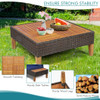 4 Pieces Patio Cushioned Rattan Furniture Set with Wooden Side Table-Turquoise