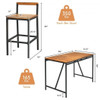 7 Pieces Acacia Wood Patio Rattan Bar Set with Umbrella Hole