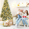 8 Feet Pre-lit Snow Flocked Christmas Tree with Tips and Metal Stand-8 ft