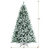 8 Feet Pre-lit Snow Flocked Christmas Tree with Tips and Metal Stand-8 ft