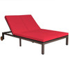 2-Person Patio Rattan Lounge Chair with Adjustable Backrest-White
