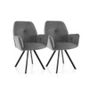 Set of 2 Swivel Accent Arm Chairs with Metal Legs and Wide Back-Gray