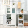 Bathroom Floor Storage Locker Kitchen Cabinet with Doors and Adjustable Shelf-White