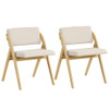 Set of 2 Folding Kitchen Dining Chairs with Rubber Wood Legs-Walnut