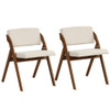 Set of 2 Folding Kitchen Dining Chairs with Rubber Wood Legs-Walnut