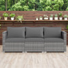 3 Pieces Patio Sectional Sofa Set PE Rattan Modular Couch Furniture Set with Soft Cushions-Black