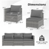 3 Pieces Patio Sectional Sofa Set PE Rattan Modular Couch Furniture Set with Soft Cushions-Black