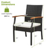 5 Pieces Patio Wicker Cushioned Dining Set with Wood Armrest and Umbrella Hole