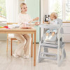 Convertible Baby High Chair with Double-layer Tray and Adjustable Backrest-Pink
