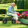 4-Wheel Rolling Garden Cart Work Seat-Blue