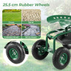 4-Wheel Rolling Garden Cart Work Seat-Blue