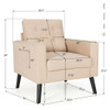 Mid-Century Upholstered Armchair Club Chair with Rubber Wood Legs-Gray