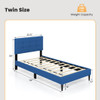Twin Size Upholstered Platform Bed with Button Tufted Headboard-Gray