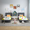 Twin Size Upholstered Platform Bed with Button Tufted Headboard-Gray