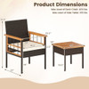 3 Piece Wicker Furniture Set with Acacia Wood Tabletop and Armrest for Balcony-White