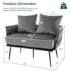 Modern Loveseat Sofa Upholstered Dutch Velvet Sofa Couch-Gray
