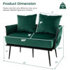 Modern Loveseat Sofa Upholstered Dutch Velvet Sofa Couch-Gray