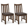 Rubber Wood Dining Chairs Side Chairs Set of 2 with Slat Back-Brown