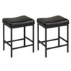 Set of 2 25 Inch Counter Height Bar Chairs for Kitchen Island-Black