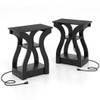 3-Tier End Tables with Charging Station Set of 2 with Open Storage Shelves-Cherry