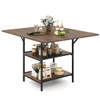 47 Inch Rectangular Dining Table with 2 Open Storage Shelves and Sturdy Metal Legs for 4-6-Rustic B