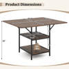 47 Inch Rectangular Dining Table with 2 Open Storage Shelves and Sturdy Metal Legs for 4-6-Rustic B