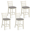 4 Pieces Counter Height Chairs with Fabric Seat and Rubber Wood Legs-Beige