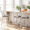 4 Pieces Counter Height Chairs with Fabric Seat and Rubber Wood Legs-Beige
