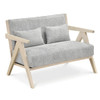 Loveseat Sofa for Small Spaces with Throw Pillows Rubber Wood Frame Padded Seat-Brown