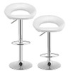 Height Adjustable Bar Stools Set of 2 with Hollow Back and Footrest-Black