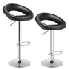 Height Adjustable Bar Stools Set of 2 with Hollow Back and Footrest-Black