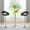 Height Adjustable Bar Stools Set of 2 with Hollow Back and Footrest-Black
