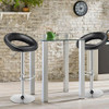 Height Adjustable Bar Stools Set of 2 with Hollow Back and Footrest-Black