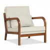 Modern Accent Chair Faux Leather Linen Fabric Upholstered Armchair-Brown
