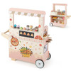 Kids Pizza Food Truck Wooden Pretend Play Snack Cart with Oven-Pink
