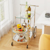 Kitchen Rolling Bar Cart with Tempered Glass Suitable for Restaurant and Hotel