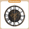 Large Wall Clock 27" Gear Clock with World Map-Brown