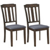 Set of 2 Rubber Wood Dining Room Chairs with Comfortable Backrest-Brown