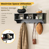Wall Mount Cubby Organizer Hooks Entryway Storage Shelf-Black
