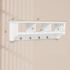 Wall Mount Cubby Organizer Hooks Entryway Storage Shelf-Black