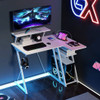 L Shaped Gaming Desk with Outlets and USB Ports-Black