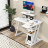 L Shaped Gaming Desk with Outlets and USB Ports-Black