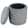 Round Storage Ottoman Foot Rest with Removable Lid and Acacia Wood Frame-Gray