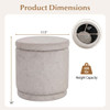 Round Storage Ottoman Foot Rest with Removable Lid and Acacia Wood Frame-Gray