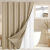 72"W x 72"H Beige Waffle Textured 3 in 1 Shower Curtain Set